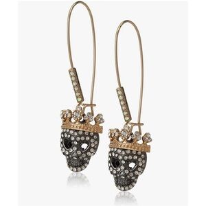 Halloween Earings - Betsey Johnson Pave Skull Dangle